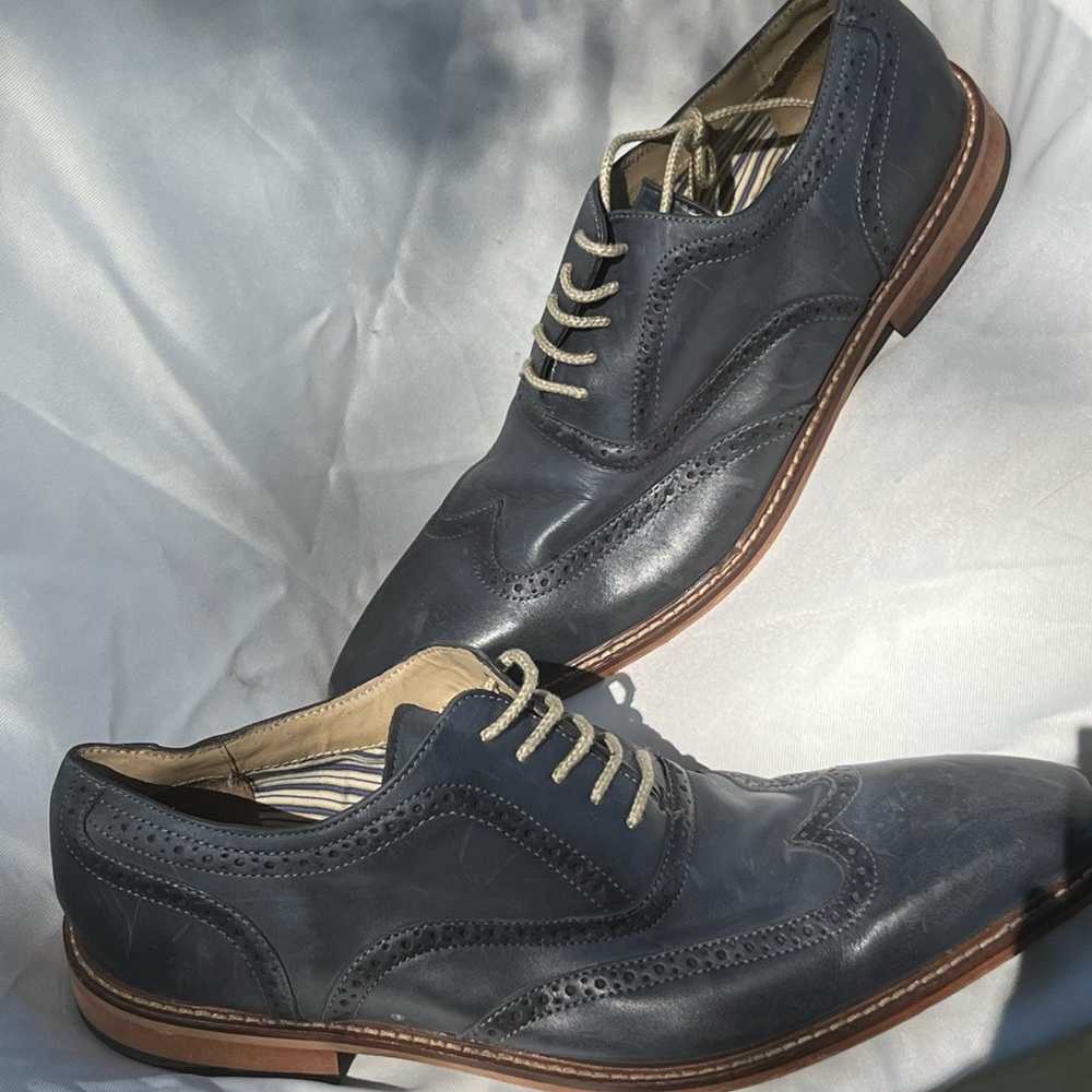 Giorgio Brutini Blue Leather Oxford Wingtips Men’s Size 15